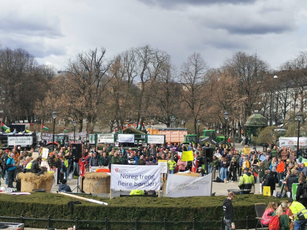 Demonstrasjon utenfor Stortinget 18. april. Foto: Reidar Almås